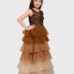 Gold Coloured Trendy Wire Style Unique Imported Net Frill Ethnic Gown For Girls - Betty Ethnic India - Gown - Betty Girls Wear Online