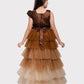 Gold Coloured Trendy Wire Style Unique Imported Net Frill Ethnic Gown For Girls - Betty Ethnic India - Gown - Betty Girls Wear Online