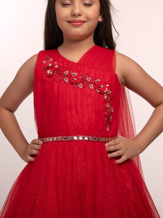 Red Coloured Imported Net Gown For Girls \ Ball Gown For Girls - Betty Ethnic India - Gown - Betty Girls Wear Online