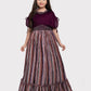 Maroon Coloured Butterfly Style Sleeves Multicolour Striped Gown For Girls - Betty Ethnic India - Gown - Betty Girls Wear Online