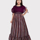 Maroon Coloured Butterfly Style Sleeves Multicolour Striped Gown For Girls - Betty Ethnic India - Gown - Betty Girls Wear Online