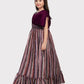 Maroon Coloured Butterfly Style Sleeves Multicolour Striped Gown For Girls - Betty Ethnic India - Gown - Betty Girls Wear Online