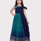 Navy Blue Coloured Wire Style Concept With Attached Dupatta Fancy Gown For Girls - Betty Ethnic India - Gown - Betty Girls Wear Online