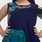 Navy Blue Coloured Wire Style Concept With Attached Dupatta Fancy Gown For Girls - Betty Ethnic India - Gown - Betty Girls Wear Online