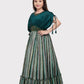 Rama Green Coloured Butterfly Style Sleeves Multicolour Striped Gown For Girls - Betty Ethnic India - Gown - Betty Girls Wear Online