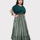 Rama Green Coloured Butterfly Style Sleeves Multicolour Striped Gown For Girls - Betty Ethnic India - Gown - Betty Girls Wear Online