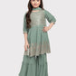 Pista Coloured Embroidered Kurta with Salwar and Dupatta \Trendy Gharara And Sharara For Girls - Betty Ethnic India - Gharara / Sharara Set - Betty Girls Wear Online