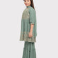 Pista Coloured Embroidered Kurta with Salwar and Dupatta \Trendy Gharara And Sharara For Girls - Betty Ethnic India - Gharara / Sharara Set - Betty Girls Wear Online