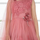 Tomato Embellished Imported Net Dress for Girls – Floral Party Wear