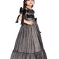 Betty Grey Cold-Shoulder Embellished Gown – Girls' Party Dress with Pearls & Bows