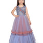 Betty Blue Embellished 2 Layered Double Tone Fit & Flare Gown – Sleeveless Girls' Party Dress