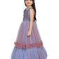 Betty Blue Embellished 2 Layered Double Tone Fit & Flare Gown – Sleeveless Girls' Party Dress