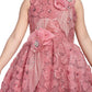 Betty Pink Embroidered Layered Gown with Floral Detailing – Girls' Party Dress
