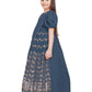 Rust Embellished Georgette With Saree Style Dupatta Attached Gown For Girls - Betty Ethnic India - Gown - Betty Girls Wear Online