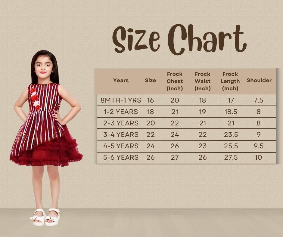 Maroon Coloured Stripe Style Pattern Frock For Girls - Betty Ethnic India - Frock - Betty Girls Wear Online