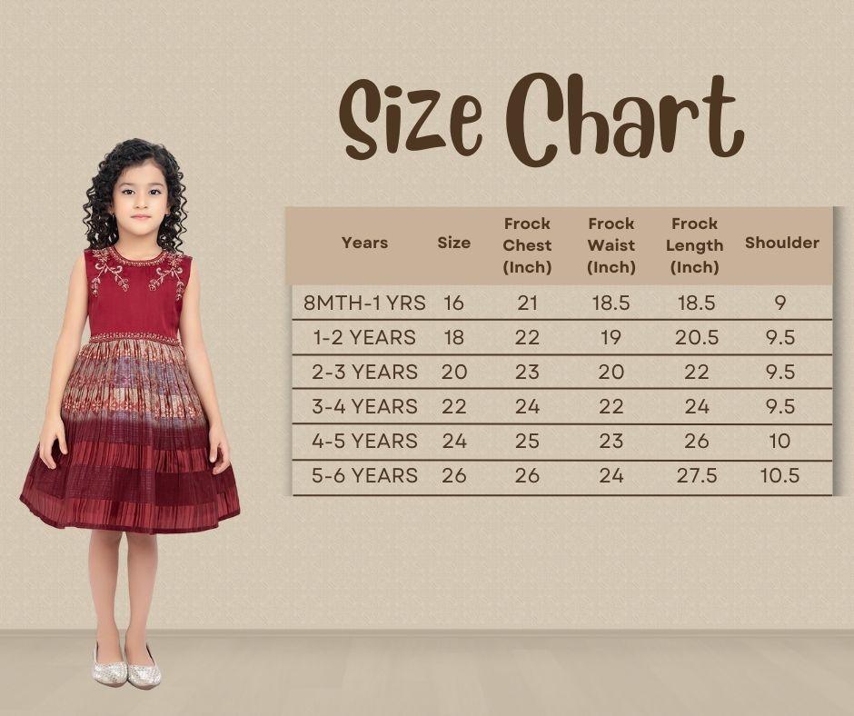 Maroon & Beige Ethnic Motifs Printed Knee Length Frock For Girls - Betty Ethnic India - Frock - Betty Girls Wear Online