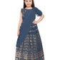 Rust Embellished Georgette With Saree Style Dupatta Attached Gown For Girls - Betty Ethnic India - Gown - Betty Girls Wear Online