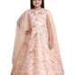 Peach Coloured Floral Imported Net Double Sided Sleeve Styled Gown For Girls - Betty Ethnic India - Gown - Betty Girls Wear Online