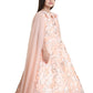 Peach Coloured Floral Imported Net Double Sided Sleeve Styled Gown For Girls - Betty Ethnic India - Gown - Betty Girls Wear Online