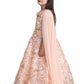 Peach Coloured Floral Imported Net Double Sided Sleeve Styled Gown For Girls - Betty Ethnic India - Gown - Betty Girls Wear Online