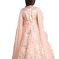 Peach Coloured Floral Imported Net Double Sided Sleeve Styled Gown For Girls - Betty Ethnic India - Gown - Betty Girls Wear Online