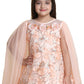 Peach Coloured Floral Imported Net Double Sided Sleeve Styled Gown For Girls - Betty Ethnic India - Gown - Betty Girls Wear Online