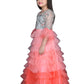 Girls Tomato & Grey Embroidered Ready to Wear Lehenga & Blouse With Dupatta For Girls - Betty Ethnic India - Saree & Lehenga - Betty Girls Wear Online