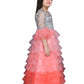 Girls Tomato & Grey Embroidered Ready to Wear Lehenga & Blouse With Dupatta For Girls - Betty Ethnic India - Saree & Lehenga - Betty Girls Wear Online