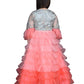 Girls Tomato & Grey Embroidered Ready to Wear Lehenga & Blouse With Dupatta For Girls - Betty Ethnic India - Saree & Lehenga - Betty Girls Wear Online