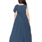 Rust Embellished Georgette With Saree Style Dupatta Attached Gown For Girls - Betty Ethnic India - Gown - Betty Girls Wear Online