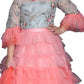 Girls Tomato & Grey Embroidered Ready to Wear Lehenga & Blouse With Dupatta For Girls - Betty Ethnic India - Saree & Lehenga - Betty Girls Wear Online