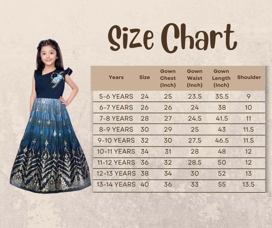 Navy Blue Coloured Floral Printed Satin Fit & Flare Maxi Dress with an elegant floral print, flared hemline For Girls - Betty Ethnic India - Gown - Betty Girls Wear Online