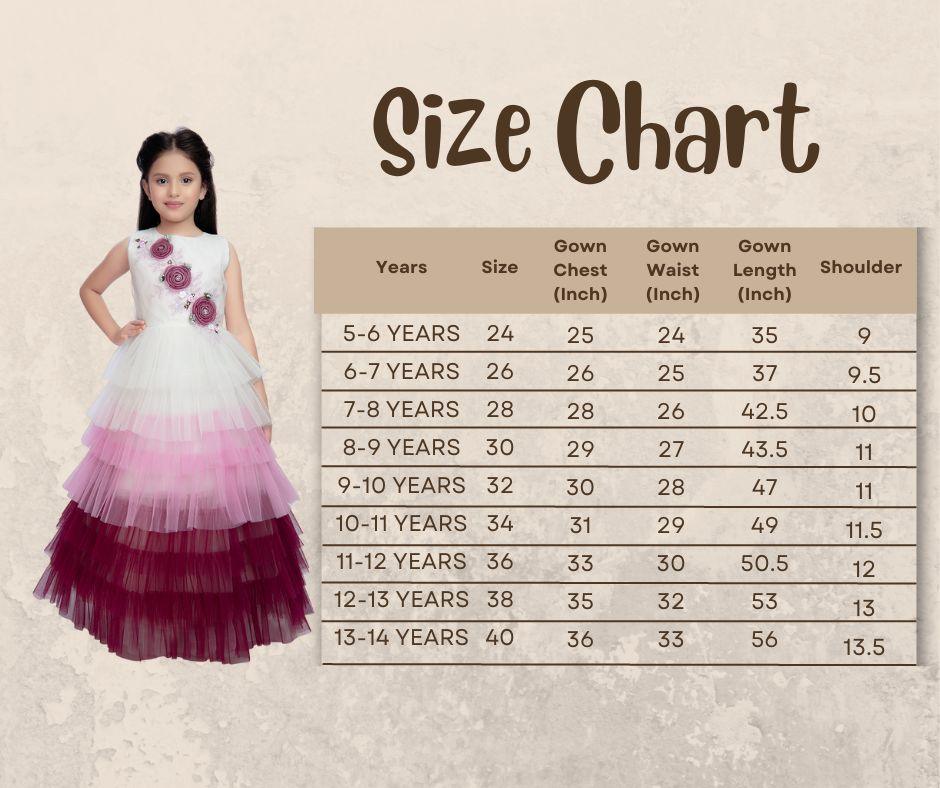 Wine Coloured Layered Pattern Maxi Dress Gown For Girls - Betty Ethnic India - Gown - Betty Girls Wear Online