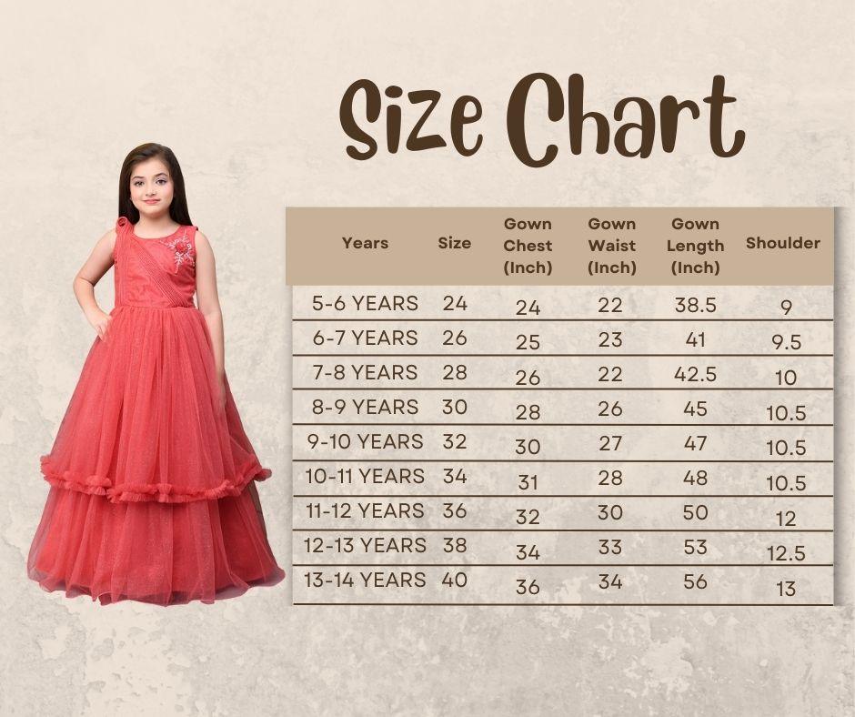 Tomato Coloured Wire Styled Net Maxi Dress Gown For Girls - Betty Ethnic India - Gown - Betty Girls Wear Online
