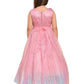 Pink Embellished Imported Net Gown For Girls - Betty Ethnic India - Gown - Betty Girls Wear Online