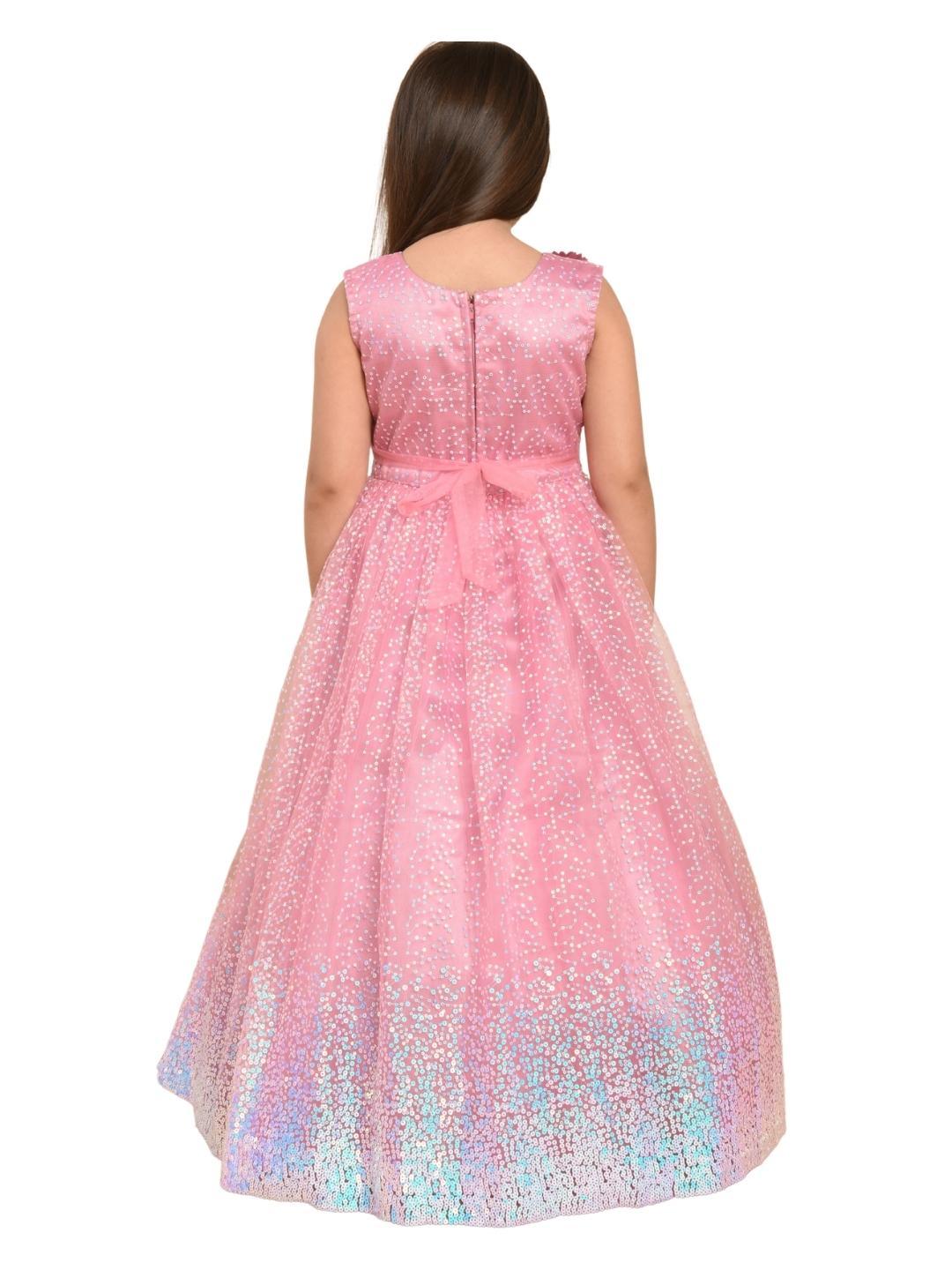 Pink Embellished Imported Net Gown For Girls - Betty Ethnic India - Gown - Betty Girls Wear Online