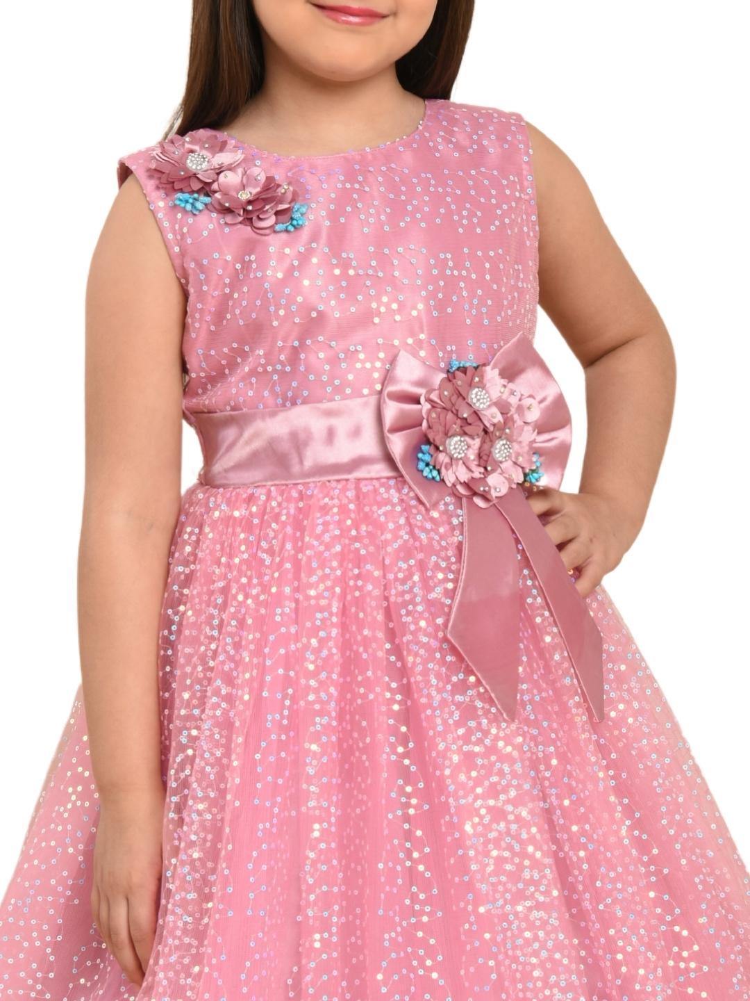 Pink Embellished Imported Net Gown For Girls - Betty Ethnic India - Gown - Betty Girls Wear Online
