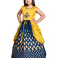 Peacock Blue Ethnic Motifs Georgette With Jacket Ethnic Gown For Girls - Betty Ethnic India - Gown - Betty Girls Wear Online