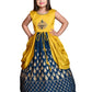 Peacock Blue Ethnic Motifs Georgette With Jacket Ethnic Gown For Girls - Betty Ethnic India - Gown - Betty Girls Wear Online