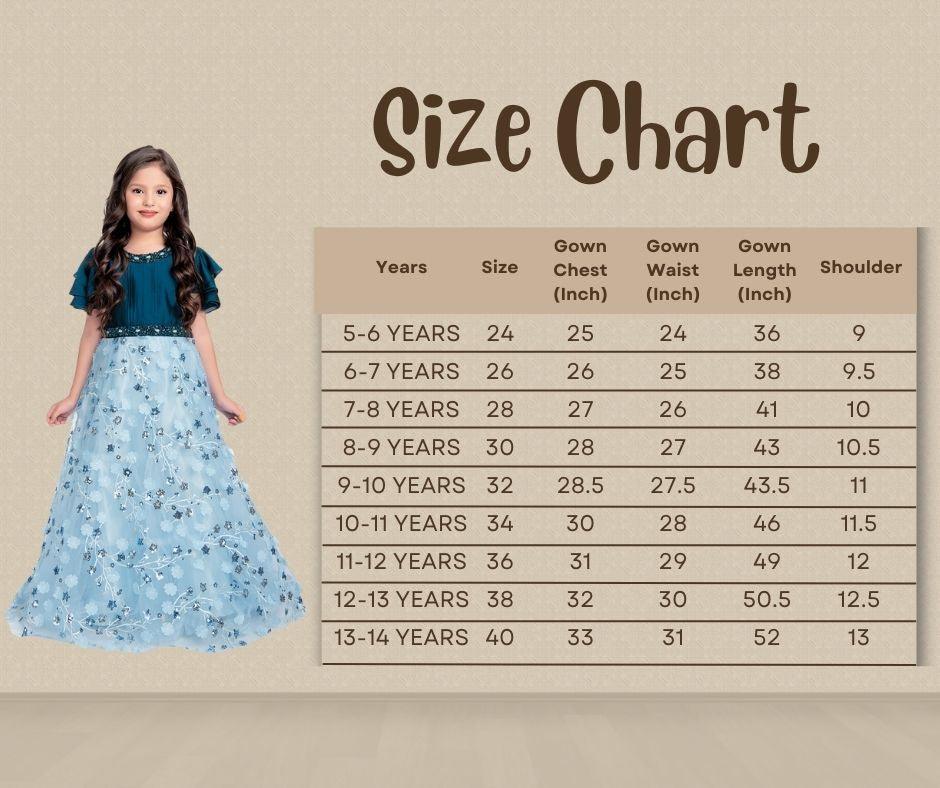 Blue Coloured Imported Floral Net Gown For Girls - Betty Ethnic India - Gown - Betty Girls Wear Online