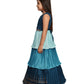 Blue Colour 3 Layered Design Chinon Fabric Ethnic Gown For Girls - Betty Ethnic India - Gown - Betty Girls Wear Online