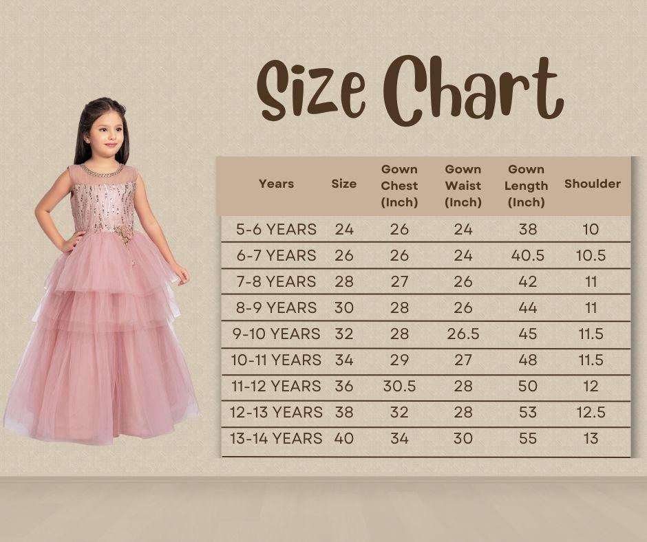 Coral Embellished Imported Net Frill Style Gown For Girls - Betty Ethnic India - Gown - Betty Girls Wear Online