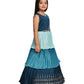 Blue Colour 3 Layered Design Chinon Fabric Ethnic Gown For Girls - Betty Ethnic India - Gown - Betty Girls Wear Online