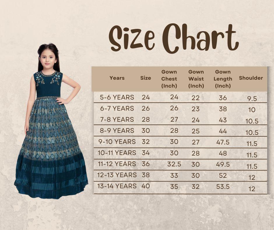 Teal Coloured Hand Embroidery Maxi Dress Gown For Girls - Betty Ethnic India - Gown - Betty Girls Wear Online