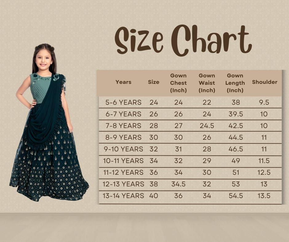 Peacock Blue Coloured Georgette Saree Styled Gown For Girls - Betty Ethnic India - Gown - Betty Girls Wear Online