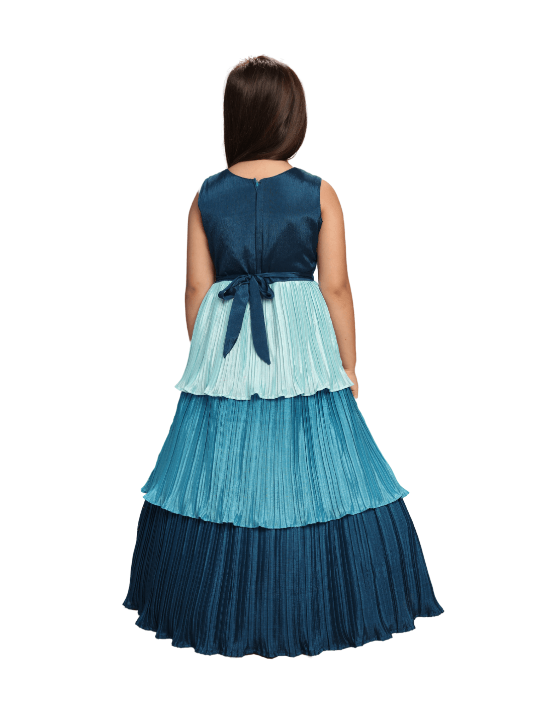 Blue Colour 3 Layered Design Chinon Fabric Ethnic Gown For Girls - Betty Ethnic India - Gown - Betty Girls Wear Online