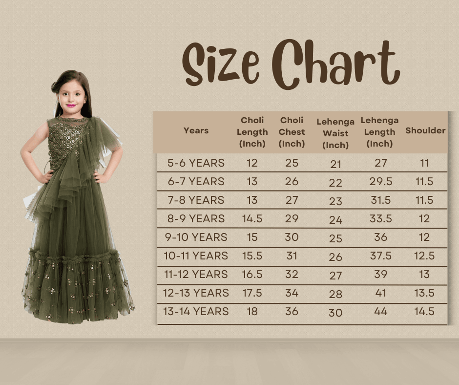 Girls Green & Gold-Toned Embellished Sequinned Ready to Wear Lehenga & Blouse With Dupatta - Betty Ethnic India - Saris & Lehengas - Betty Girls Wear Online