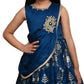 Peacock Blue Floral Georgette A-Line Party Wear Frock With Dupatta For Girls - Betty Ethnic India - Frock - Betty Girls Wear Online