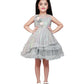 Grey Coloured Stripe Style Pattern Frock For Girls - Betty Ethnic India - Frock - Betty Girls Wear Online