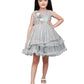 Grey Coloured Stripe Style Pattern Frock For Girls - Betty Ethnic India - Frock - Betty Girls Wear Online